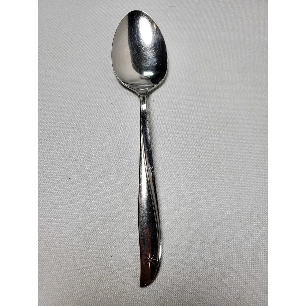 Oneida Community Deluxe Stainless Starburst Atomic MCM Serving Spoon‎ Vintage